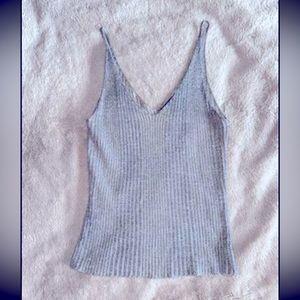 Silver / Sparkly ribbed crop top
